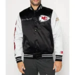 Team Origins Kansas City Chiefs Black and White Satin Jacket