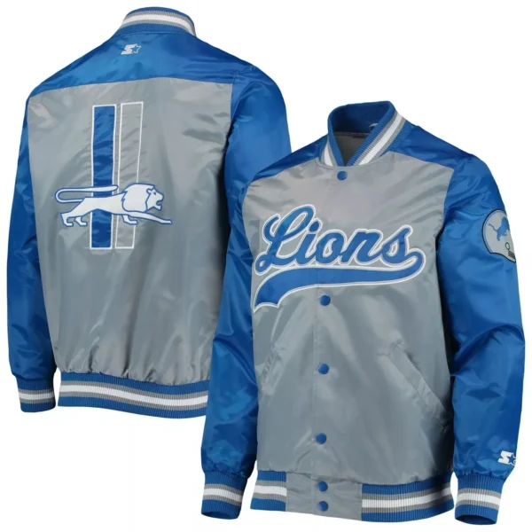 The Tradition II Detroit Lions Satin Varsity Jacket