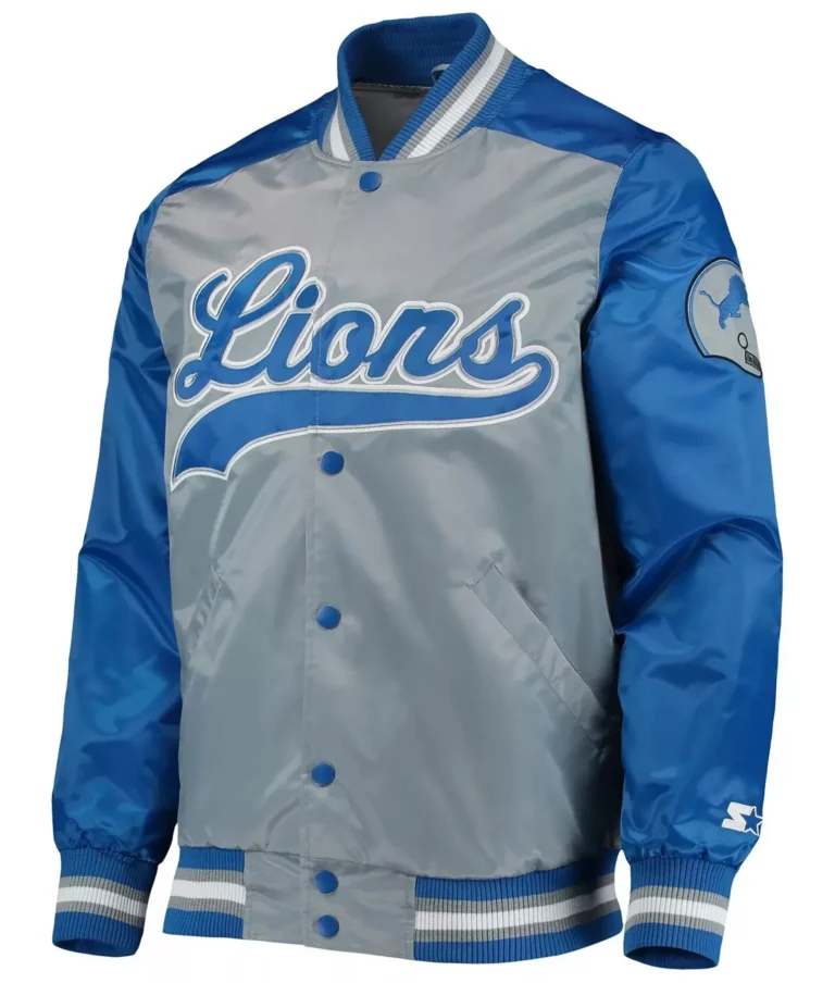 The Tradition II Detroit Lions Satin Varsity Jackets