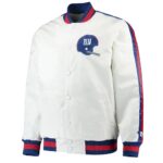 Throwback D-Line NY Giants White Satin Full-Snap Starter Jacket