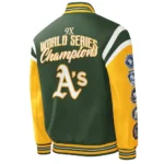 Title Holder Oakland Athletics Green and Yellow Full-Snap Satin Jacket