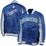 Unisex Dodgers The Ace Starter Satin Blue Bomber Varsity Jacket