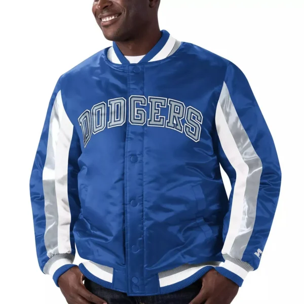 Unisex Dodgers The Ace Starter Satin Blue Bomber Varsity Jackets