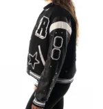 Womens Las Vegas Raiders The Wild Collective Black Varsity Full-Snap Jacket