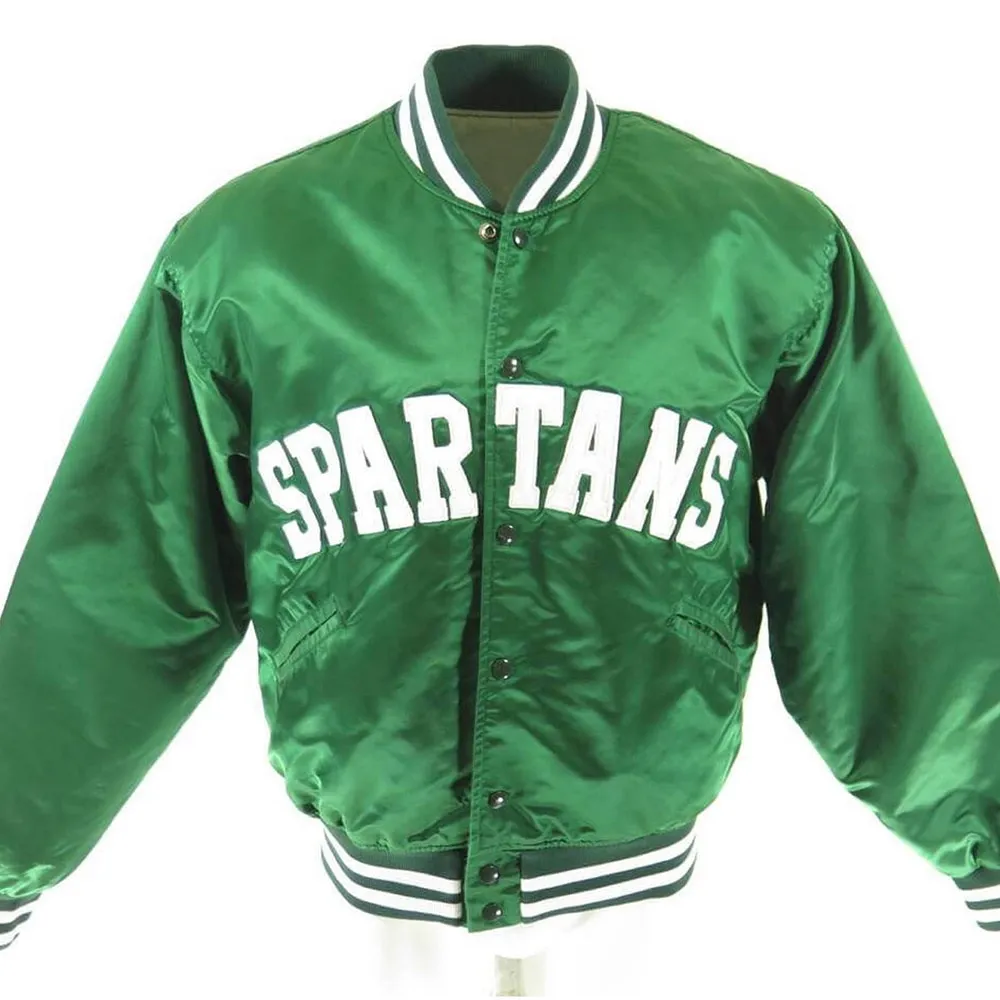 70s Michigan State Spartans Green Satin Jacket