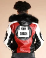 8 Ball Logo Fur Hooded Parka Leather Jackets