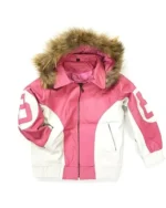 8 Ball Pink Leather Fur Hooded Jacket