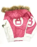 8 Ball Pink Leather Fur Hooded Jacketss