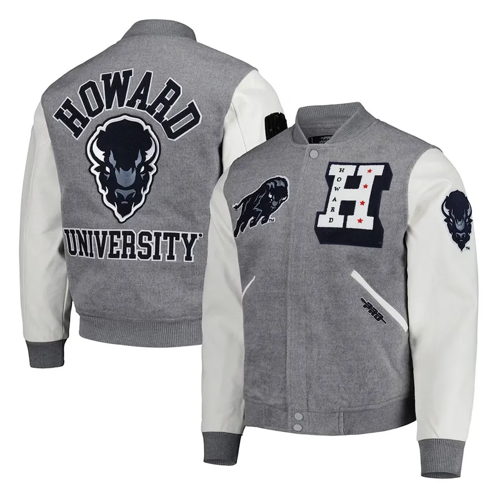 Classic Howard Bison Gray Varsity Jacket