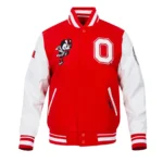 Classic Ohio State University Red and White Varsity Jacket