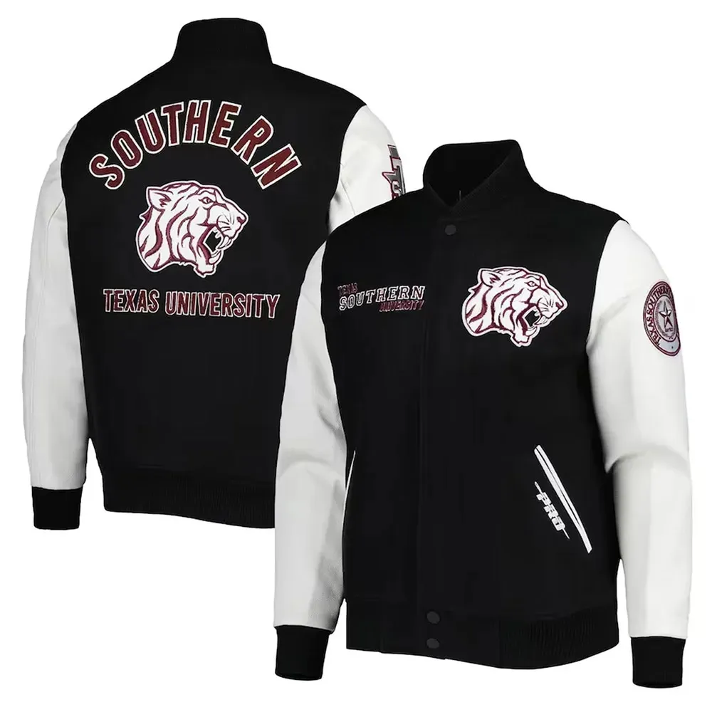 Classic Texas Southern Tigers Black and White Varsity Jacket