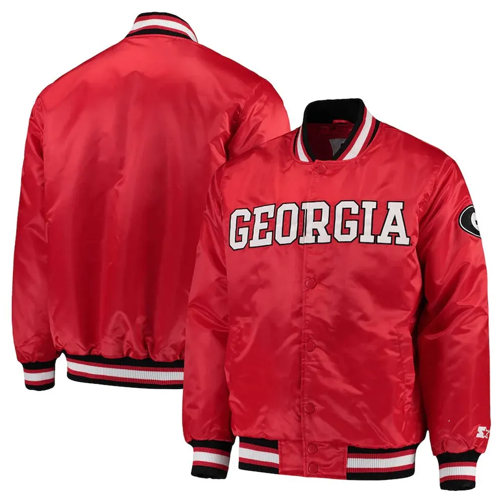 Georgia Bulldogs O-Line Red Satin Varisty Jackets