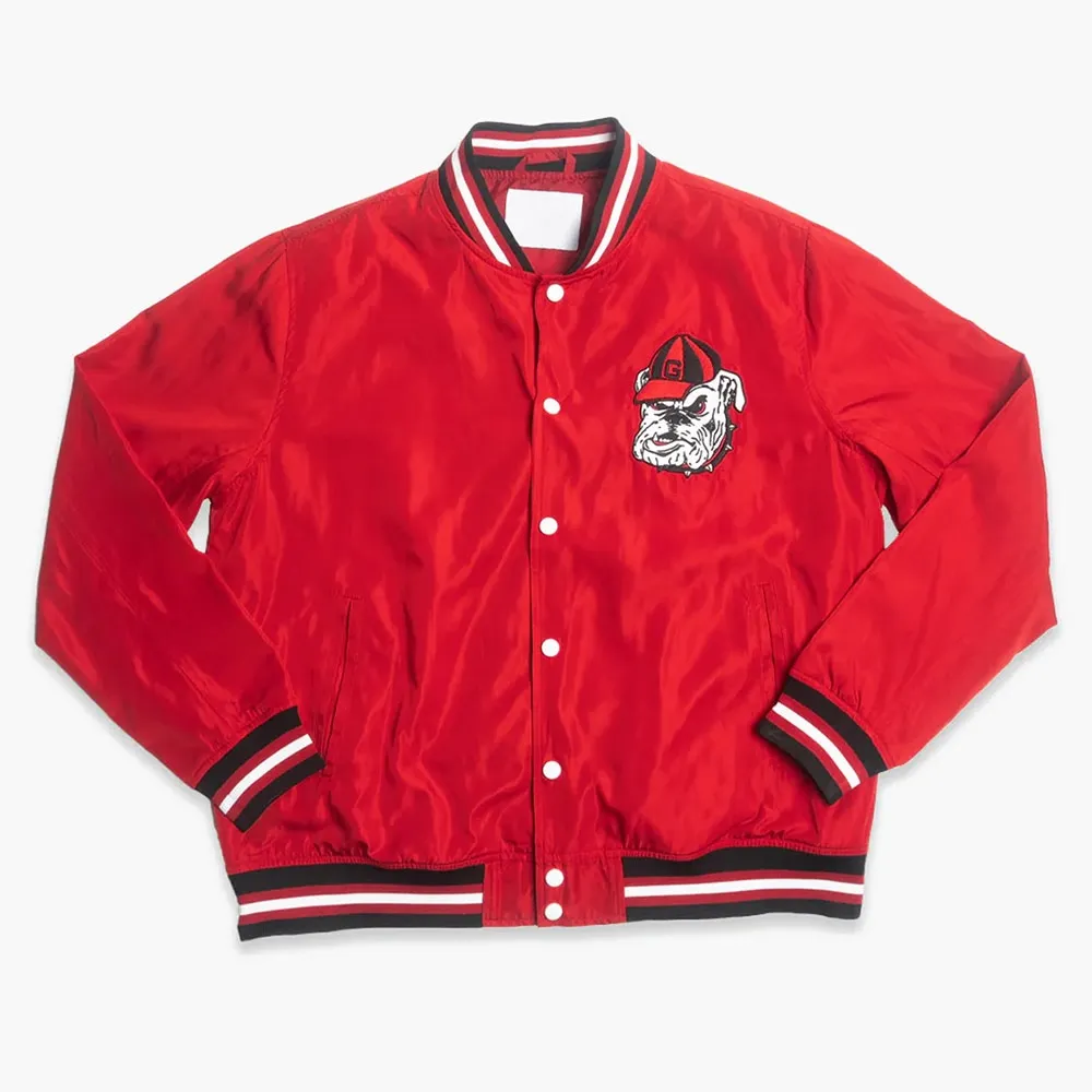 Georgia Bulldogs Vintage Dawgs Logo Bomber Red Jacket