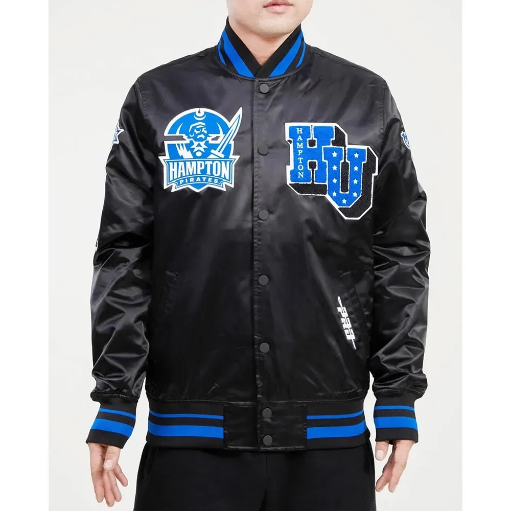 Hampton University Classic Rib Black Satin Black Jacket