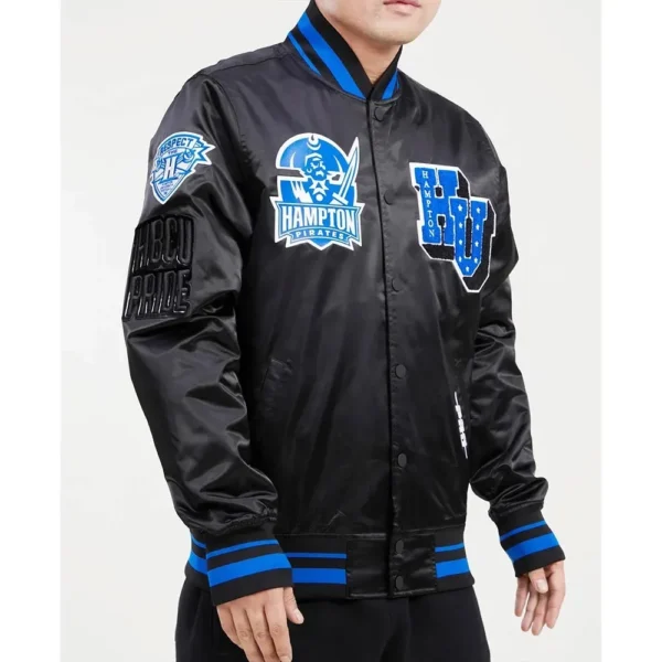 Hampton University Classic Rib Black Satin Black Jackets