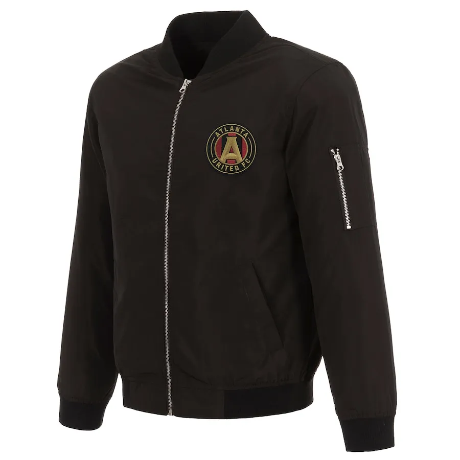 JH Design Atlanta United FC Black Nylon Bomber Jacket