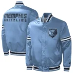 Memphis Grizzlies Slider Light Blue Varsity Satin Jacket