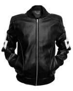 Men’s 8 Ball Bomber Black Leather Jacket