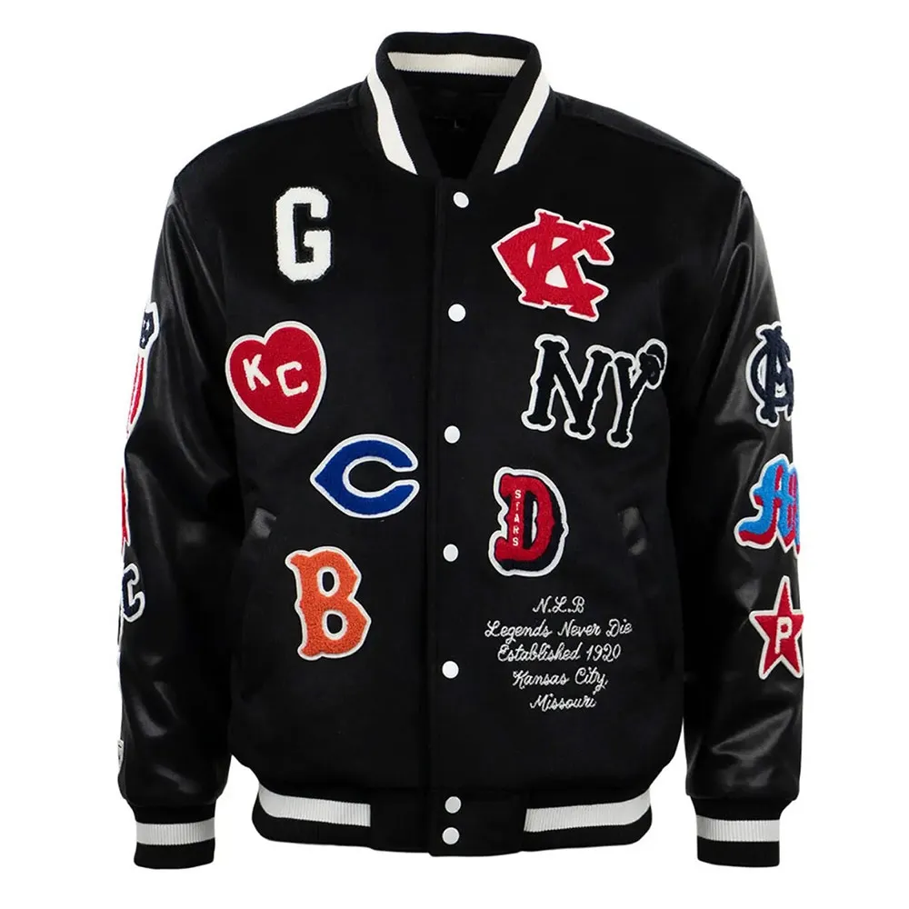 Negro League Baseball Allover Black Varsity Jacket