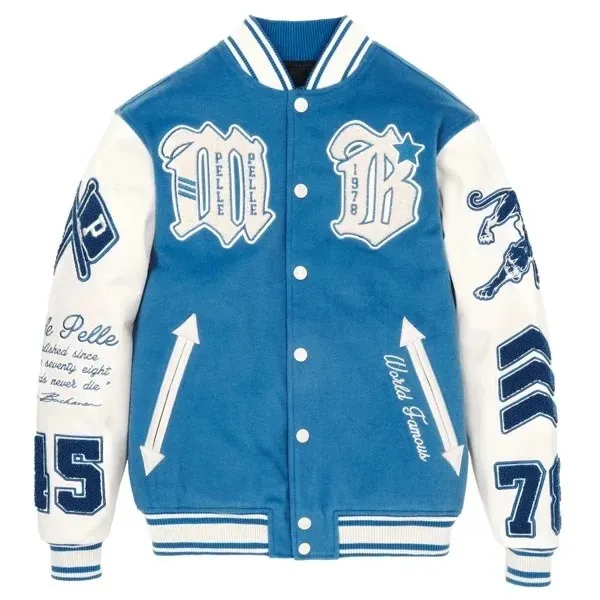 Pelle Pelle Blue And White Varsity Jacket