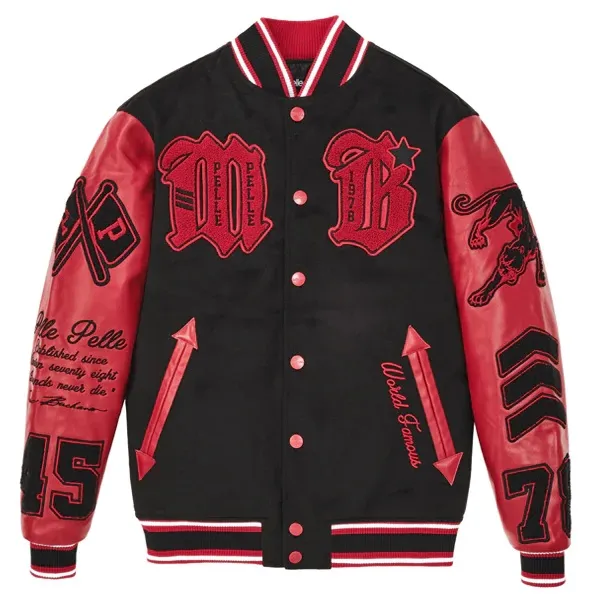 Pelle Pelle Red And Black Varsity Jacket