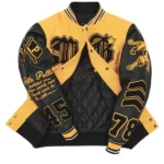 Pelle Pelle Yellow And Black Wool And Leather Varsity Jacket