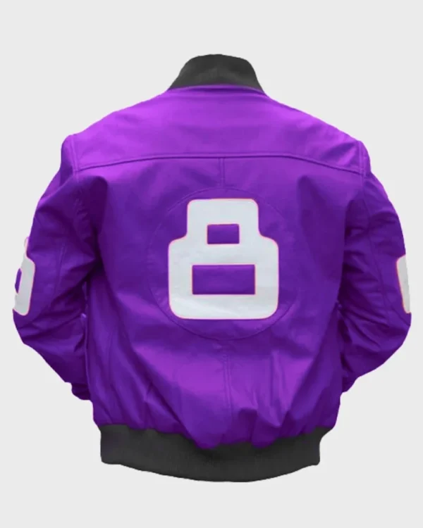 Unisex 8 Ball Purple Bomber Leather Jacket