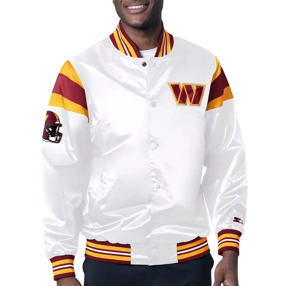 Washington Commanders Midweight White Satin Jacket