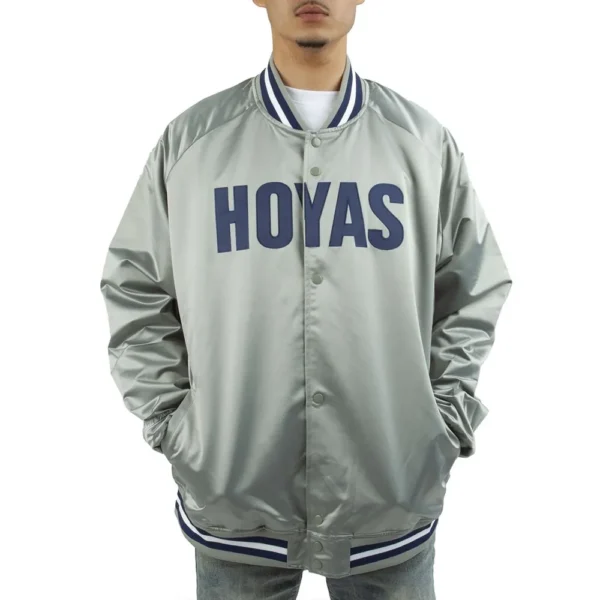 Georgetown University Gray Varsity Real Satin Jacket