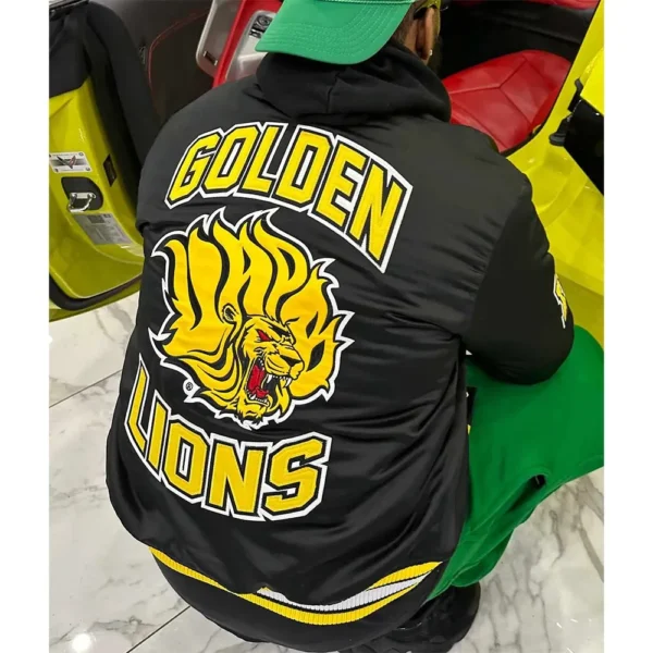 Golden Lions Black Real Satin Jackets