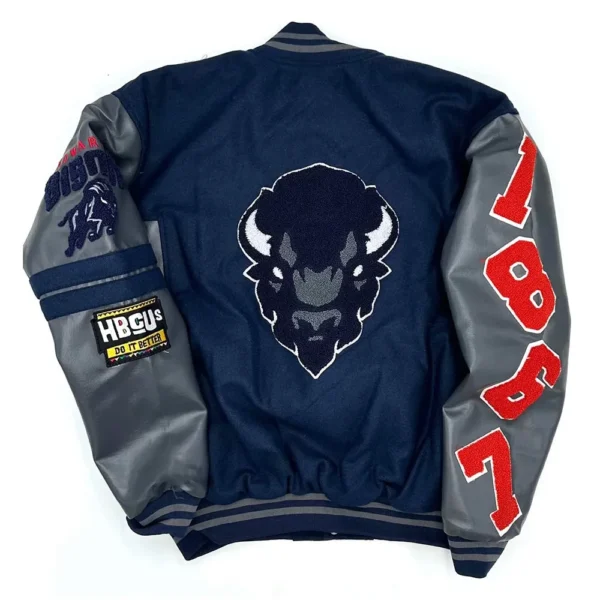 Howard Bison Ole Skool Navy Gray Letterman Jackets