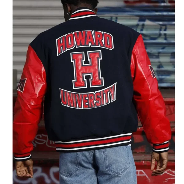 Howard University Navy and Red Varsity Jacket5