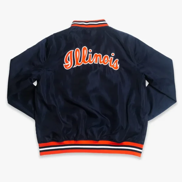 Illinois Fighting Illini Script Bomber Navy Satin Jackets