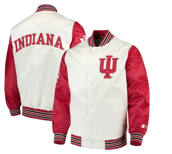 Indiana Hoosiers The Rookie White and Red Real Satin Jacket 1