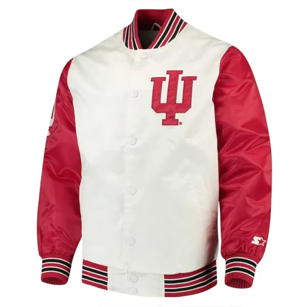 Indiana Hoosiers The Rookie White and Red Real Satin Jacket