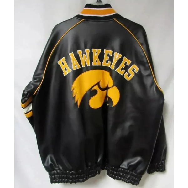 Iowa Hawkeyes Striped Black Real Leather Jackets