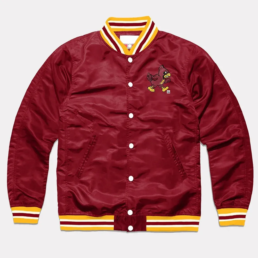 Iowa State Cyclones Burgundy Varsity Real Satin Jacket