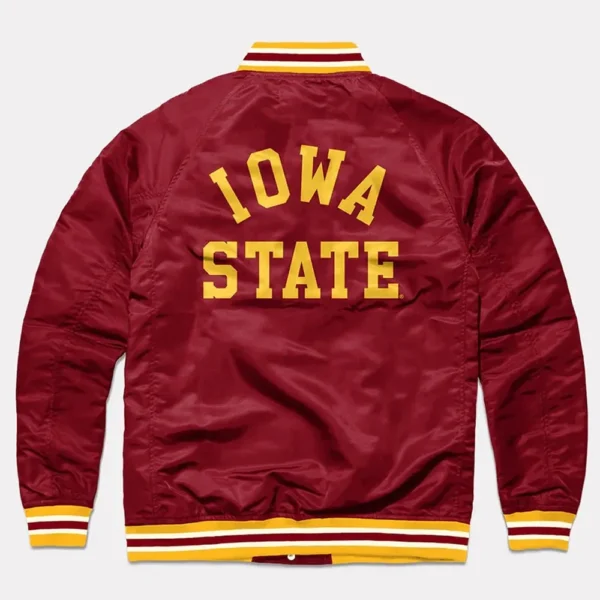 Iowa State Cyclones Burgundy Varsity Real Satin Jackets