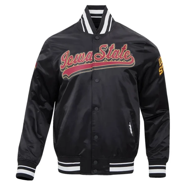 Iowa State Old English Black Satin Jacket1