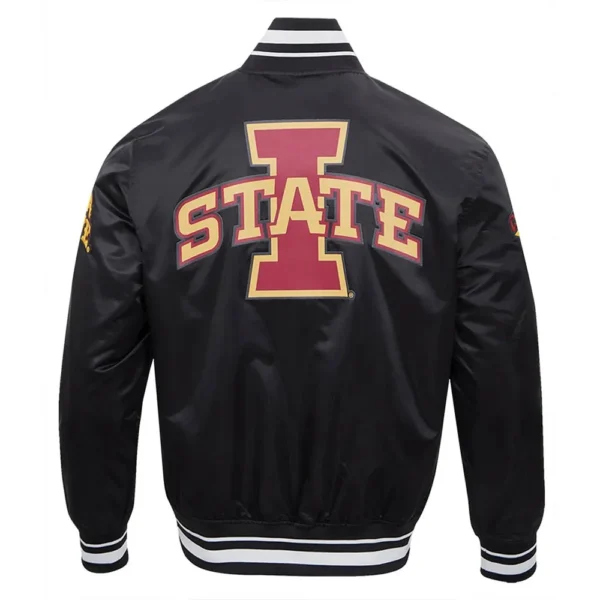 Iowa State Old English Black Satin Jacket2