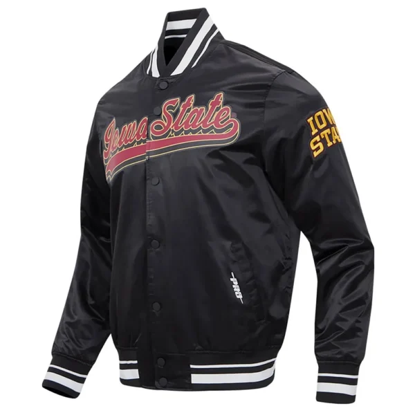 Iowa State Old English Black Satin Jacket3