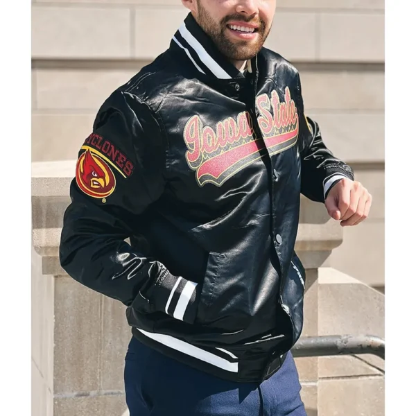 Iowa State Old English Black Satin Jacket4