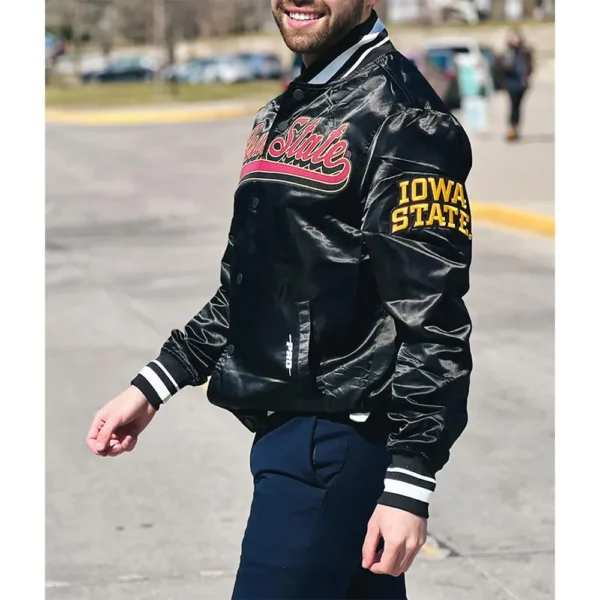 Iowa State Old English Black Satin Jacket5