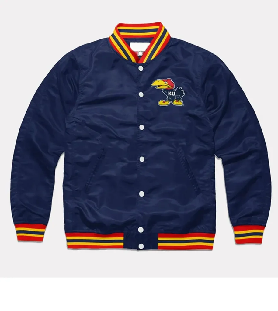 Kansas Warhawk Script Navy Real Polyester Jacket