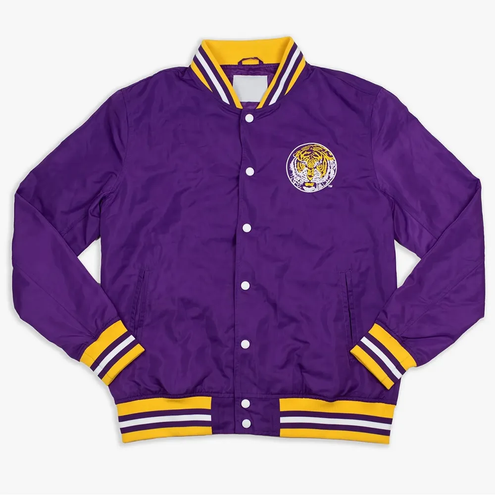 LSU Tigers Retro Bomber Purple Real Polyester Jacket