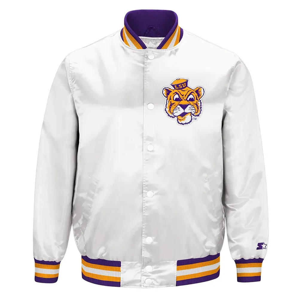 LSU Tigers White Real Satin Jacket