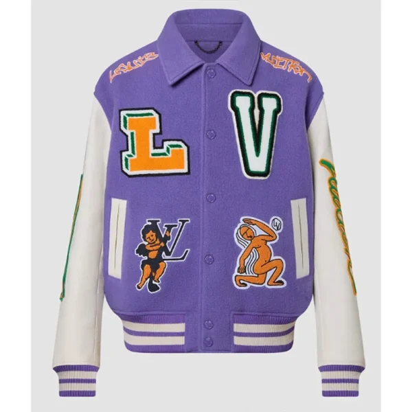 Louis Vuitton Purple and White Varsity Jacket