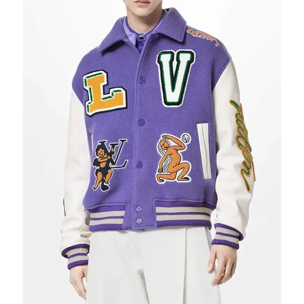 Louis Vuitton Purple and White Varsity Jackets