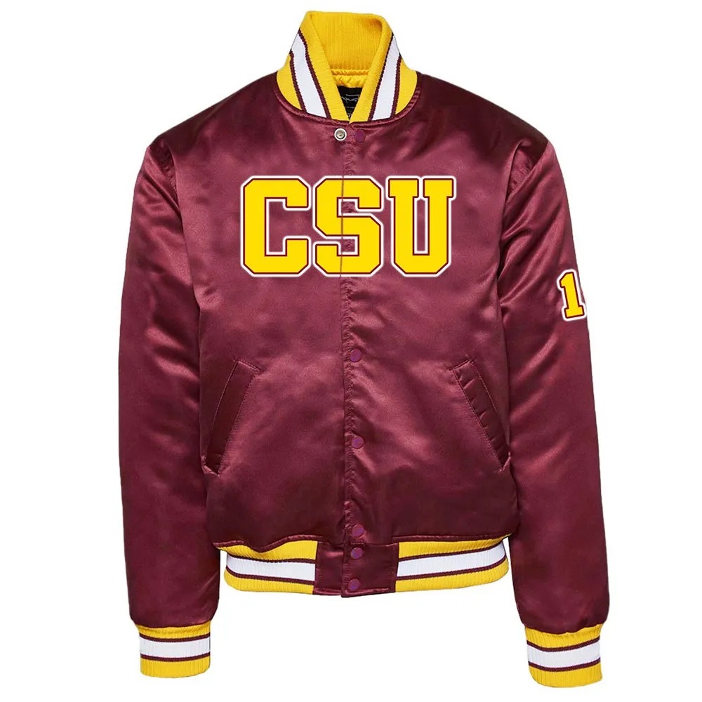 Mens Central State University Maroon Real Satin Jacket