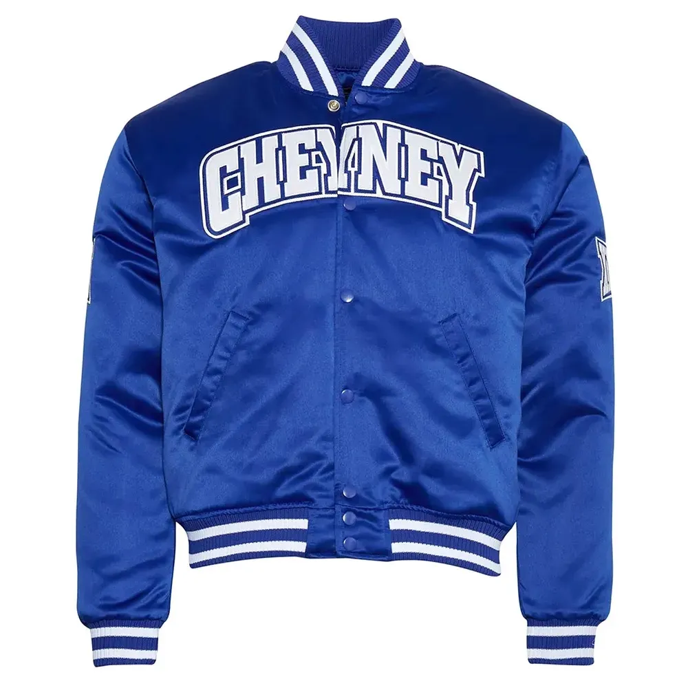 Mens Cheyney University Royal Real Satin Jacket